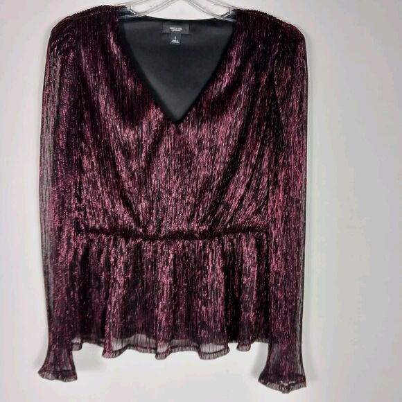 Simply Vera Vera Wang Sparkly Metallic Blouse Women's Sz Small NWT Purple Black - Picture 3 of 16